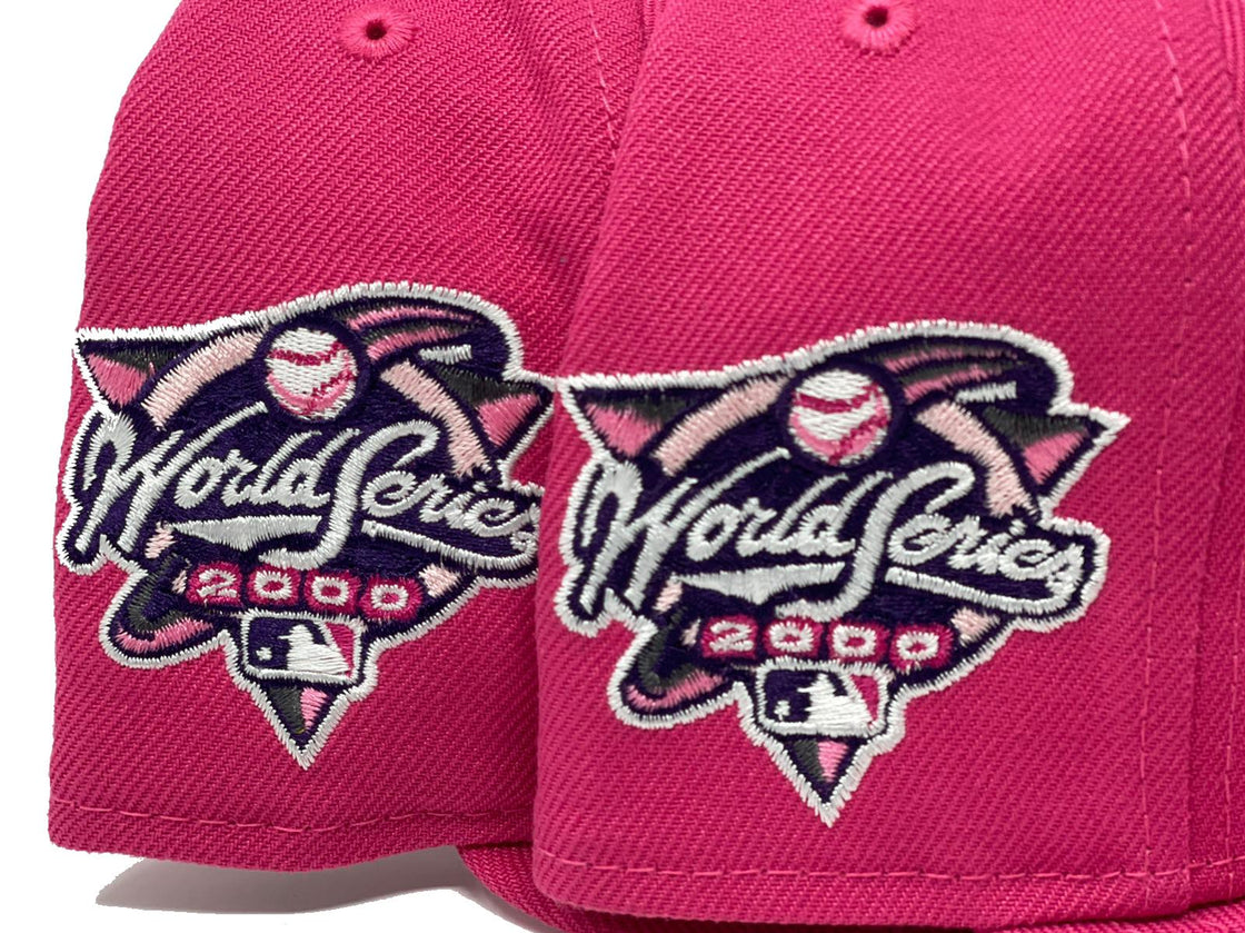 NEW YORK YANKEES 2000 WORLD SERIES BEETROOT PINK LIGHT PINK BRIM NEW ERA FITTED HAT