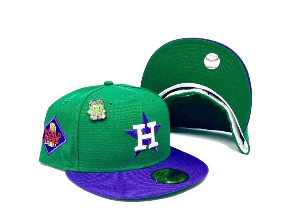 New Era 59FIFTY Peacock Pack Houston Astros 40 Years Patch Neon Blue UV Hat - Green Green / 7