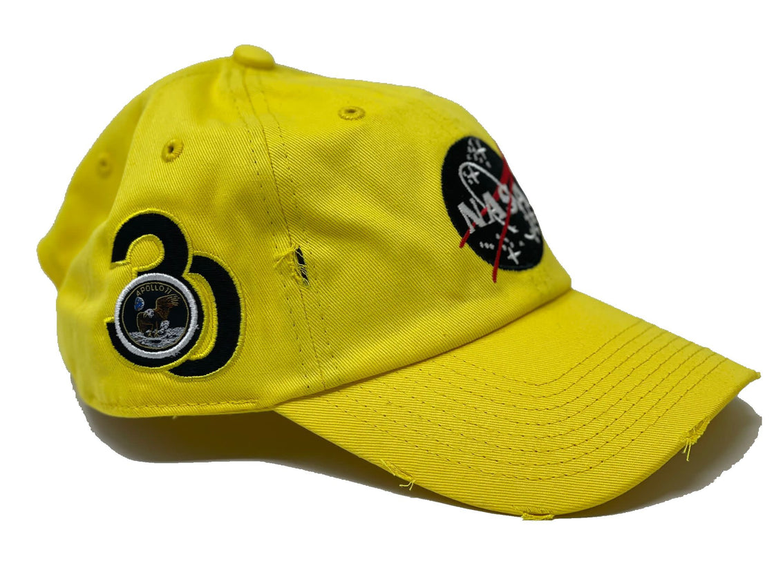 Yellow Nasa Dad Hat Field Grade 30th Anniversary Side Patch