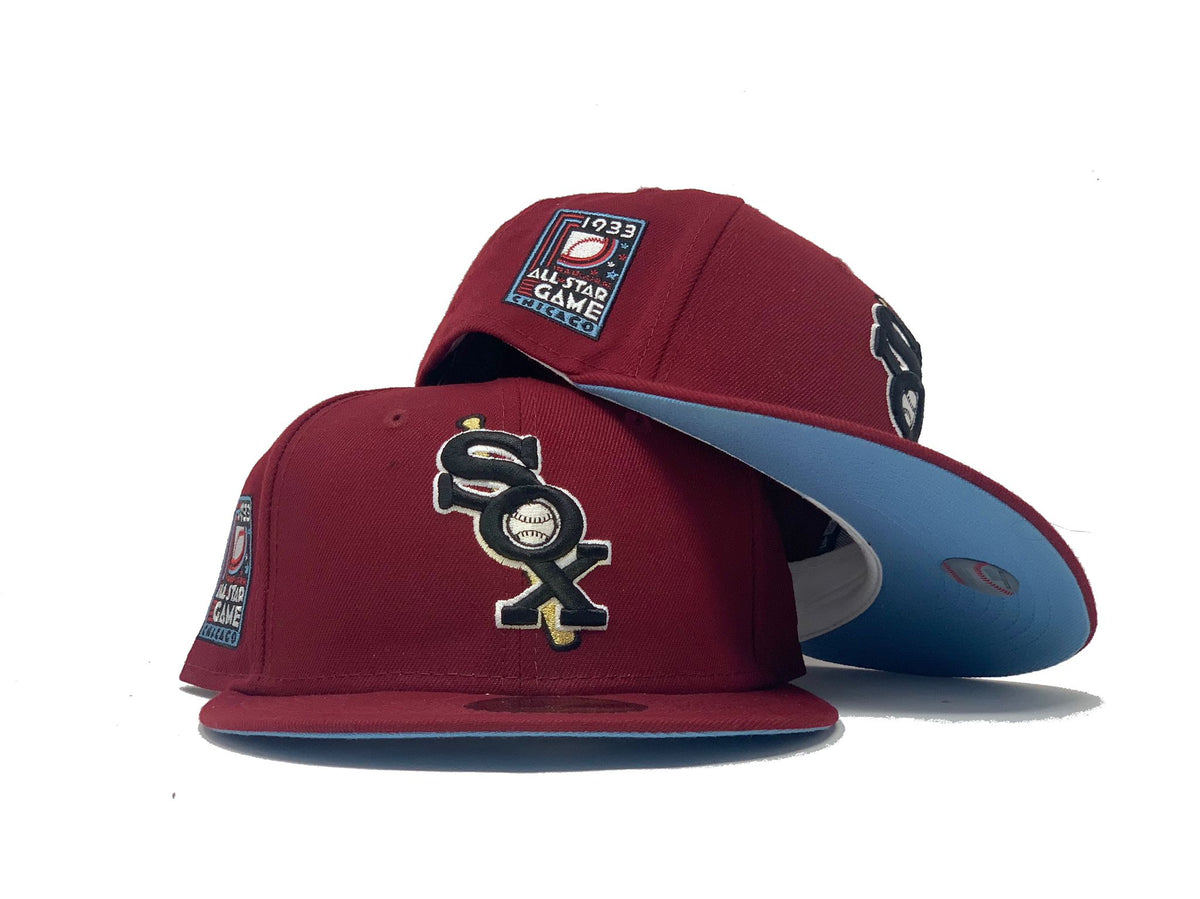 Chicago White Sox 1933 All Star Game New Era Fitted 59Fifty Hat (Pinstripe  Navy Pinot Red Under Brim)