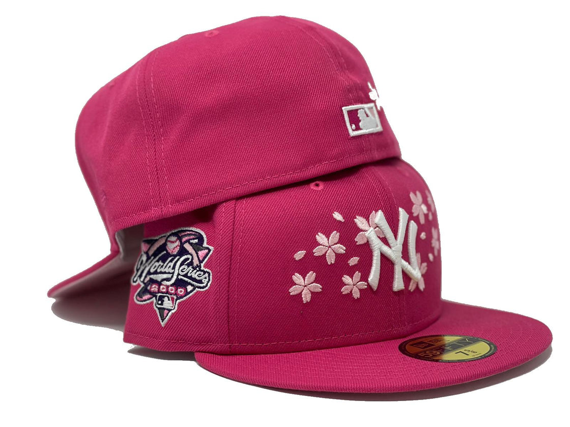 NEW YORK YANKEES 2000 WORLD SERIES BEETROOT PINK LIGHT PINK BRIM NEW ERA FITTED HAT