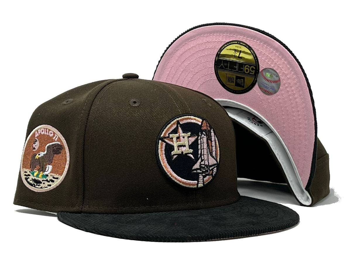 HOUSTON ASTROS APOLLO 11 BROWN BLACK CORDUROY VISOR PINK BRIM NEW ERA