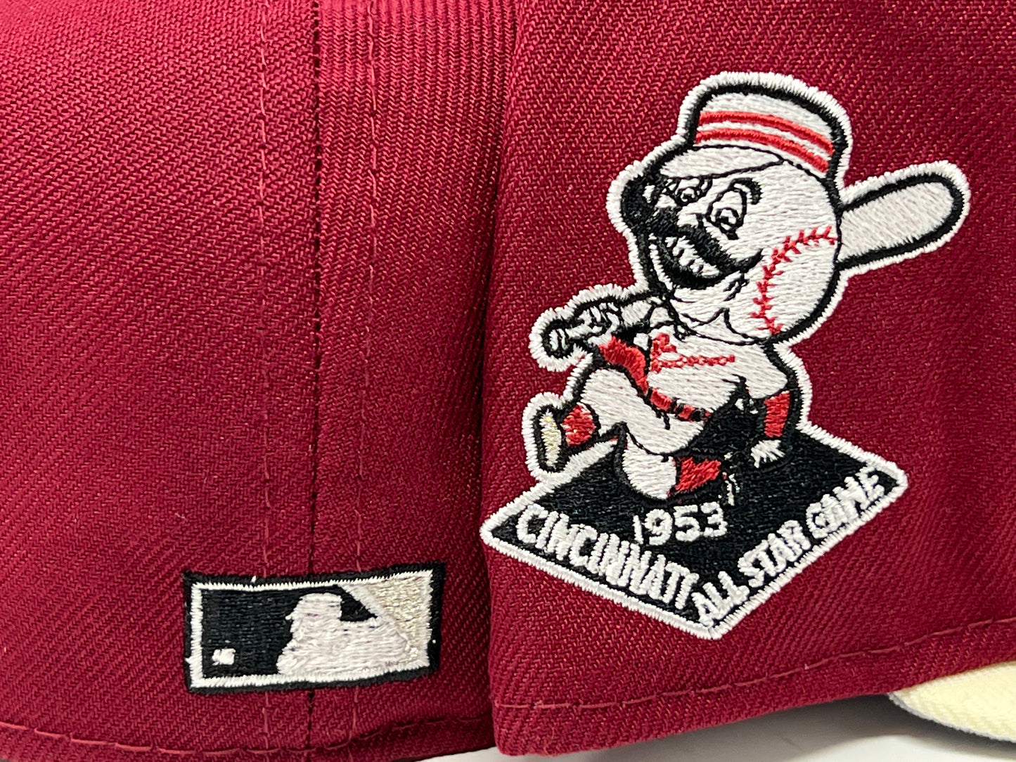 CINCINNATI REDS 1953 ALL STAR GAME BURGUNDY CHROME VISOR GRAY BRIM NEW ERA FITTED HAT