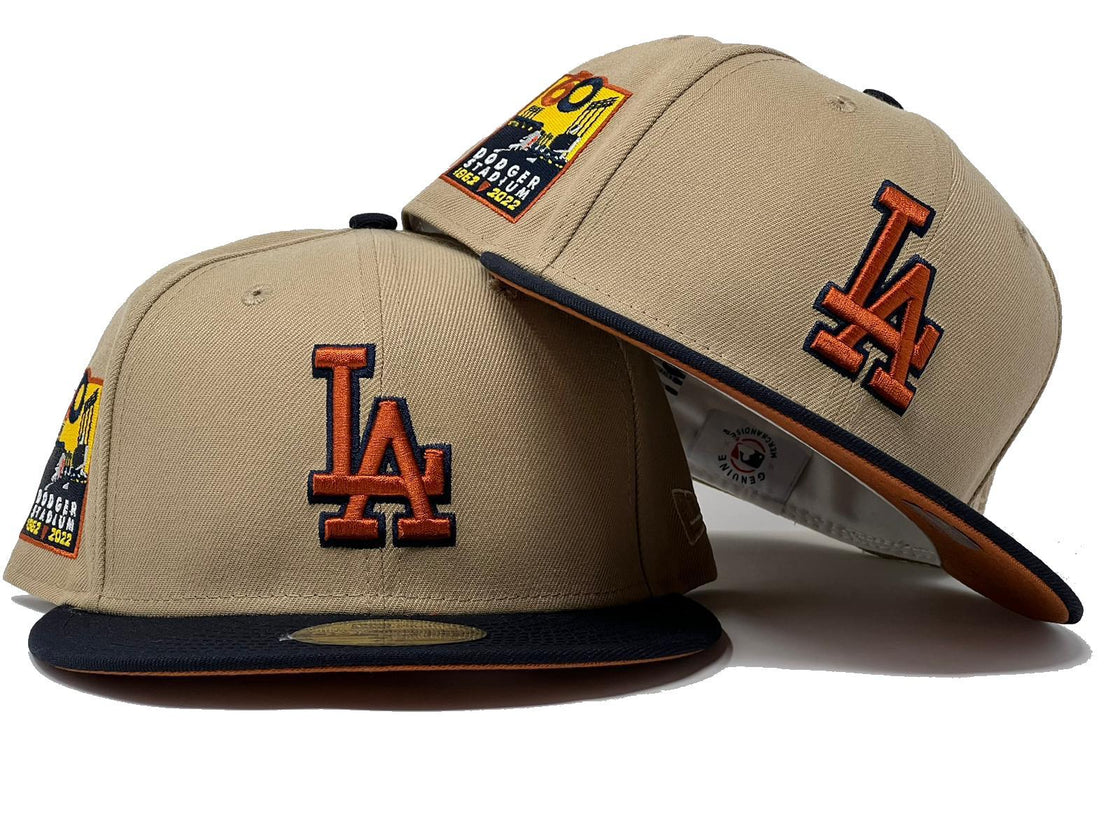 Los Angeles Dodgers 60th Anniversary Camel Navy Blue Visor Rust Orange Brim New Era Fitted Hat