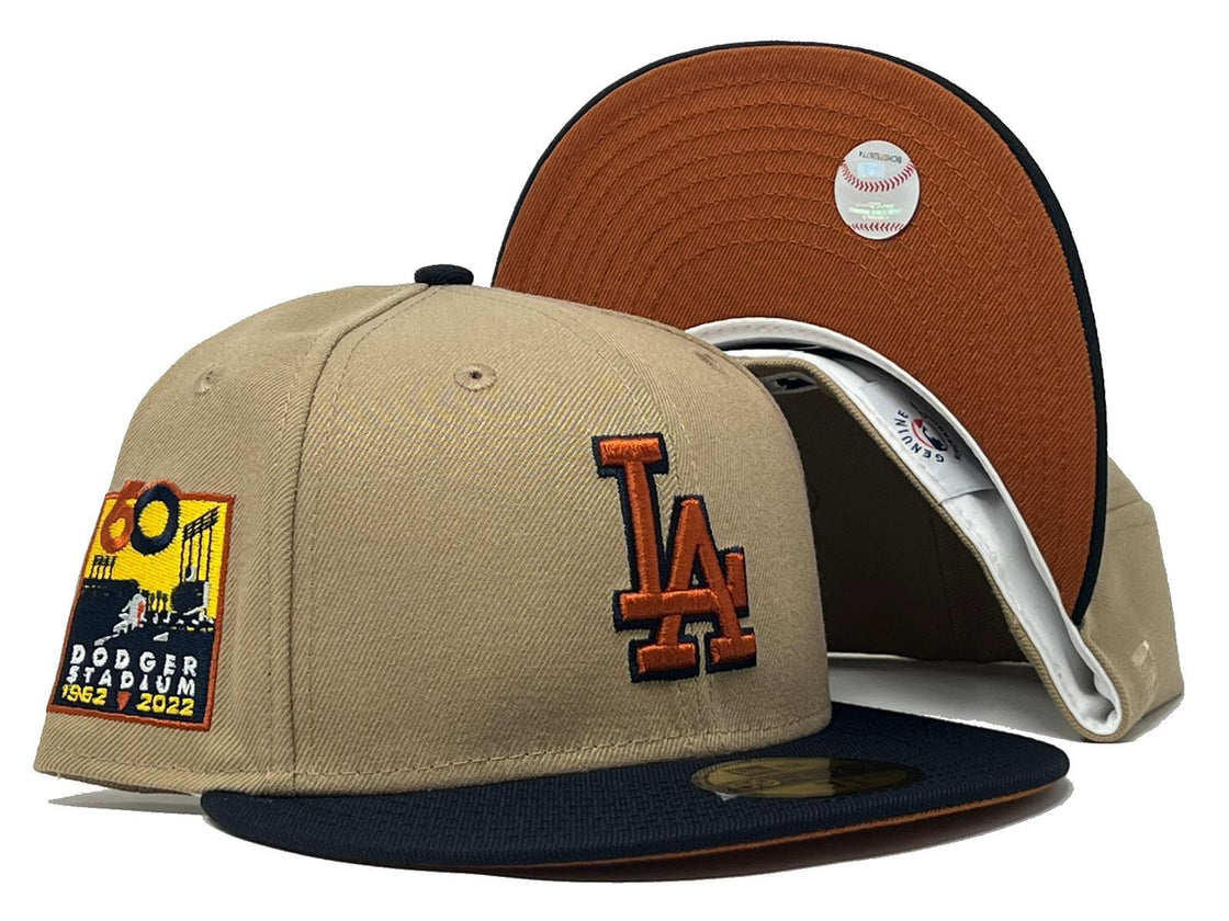 Los Angeles Dodgers 60th Anniversary Camel Navy Blue Visor Rust Orange Brim New Era Fitted Hat