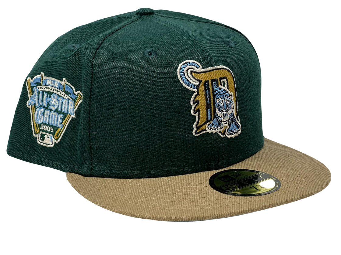 Detroit Tigers 2005 All Star Game Dark Green Camel Visor Icy Brim New Era Fitted Hat