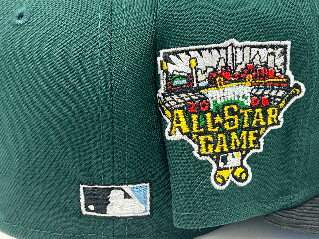 PITTSBURGH PIRATES 2006 ALL STAR GAME GREEN BLACK CORDUROY VISOR ICY BRIM NEW ERA FITTED HAT