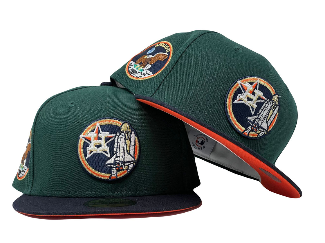 HOUSTON ASTROS APOLLO 11 GREEN NAVY VISOR ORANGE BRIM NEW ERA FITTED HAT