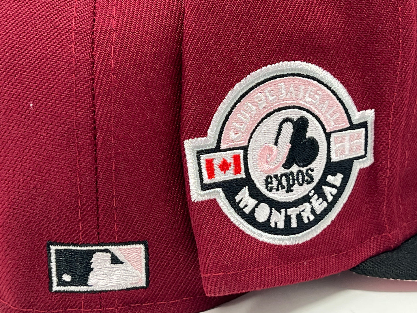 Monreal Expos Club De Baseball Patch Pink Brim Fitted Hats