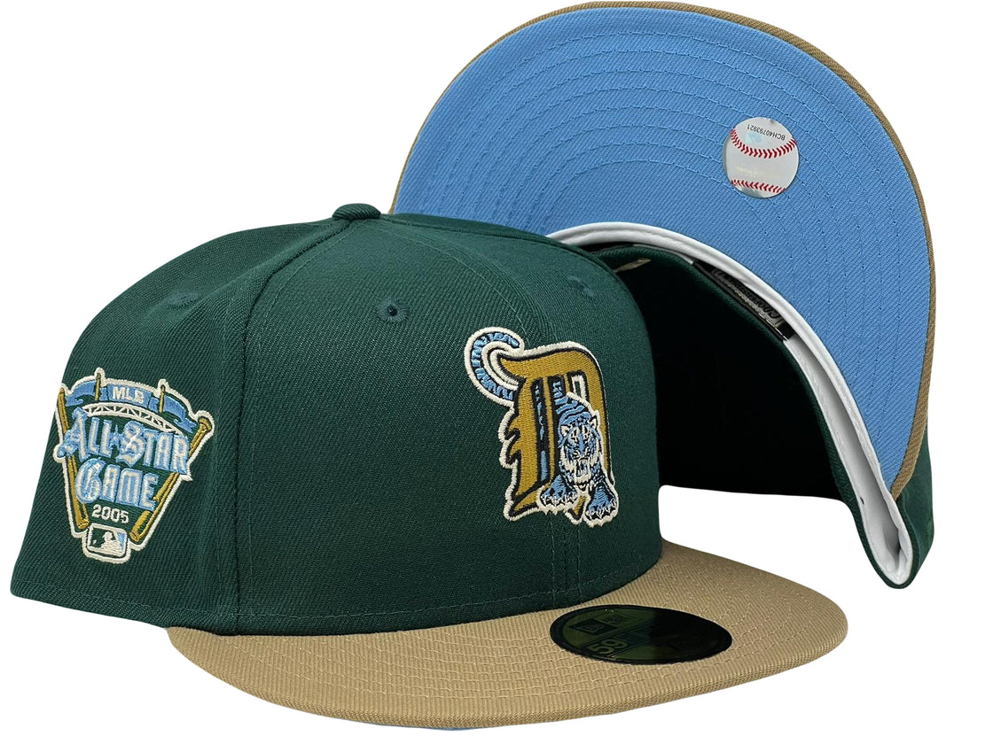 Detroit Tigers 2005 All Star Game Dark Green Camel Visor Icy Brim New Era Fitted Hat