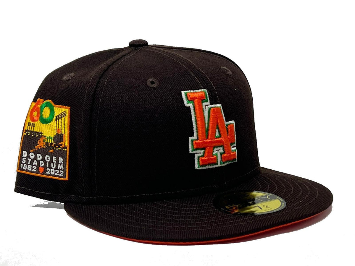 LOS ANGELES DODGERS 60TH ANNIVERSARY ORANGE ICY BRIM NEW ERA FITTED HA