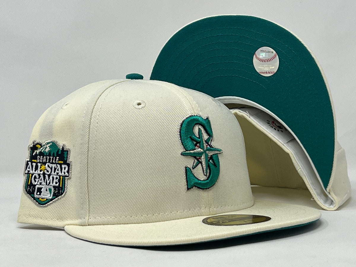 Seattle Mariners New Era Jersey Pack Chrome White And Aqua/Navy Bill And  Gray Bottom With 2023 All-Star Game Patch On Side 59FIFTY Fitted Hat