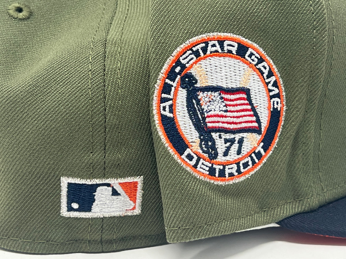 DETROIT TIGERS 1971 ALL STAR GAME OLIVE NAVY VISOR ORANGE BRIM NEW ERA FITTED HAT