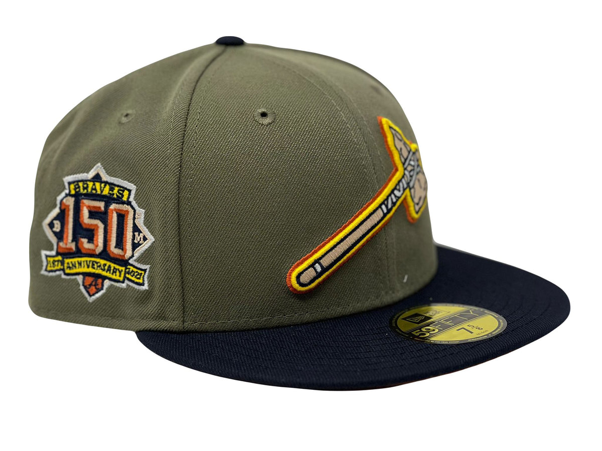 Atlanta Braves 150th Anniversary Olive Navy Visor Rust Orange Brim New Era  Fitted Hat – Sports World 165