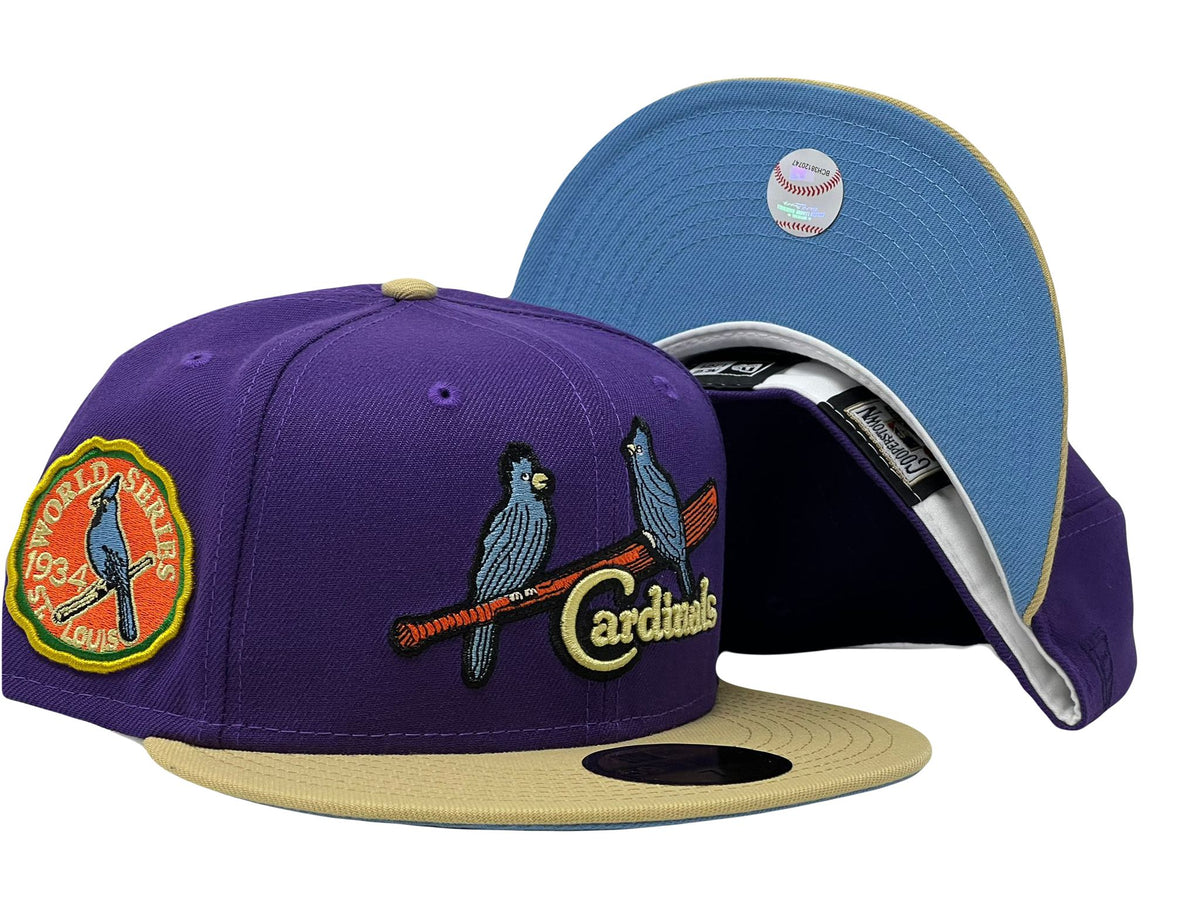 St. Louis Cardinals 1934 World Series Deep Purple Vegas Gold Visor Icy Brim New Era Fitted Hat