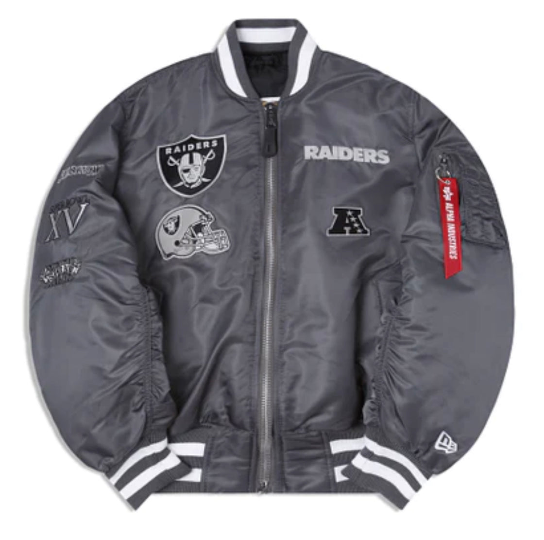Las Vegas Raiders  *  Alpha Industries New Era MA-1 Bomber Jacket battleship Gray