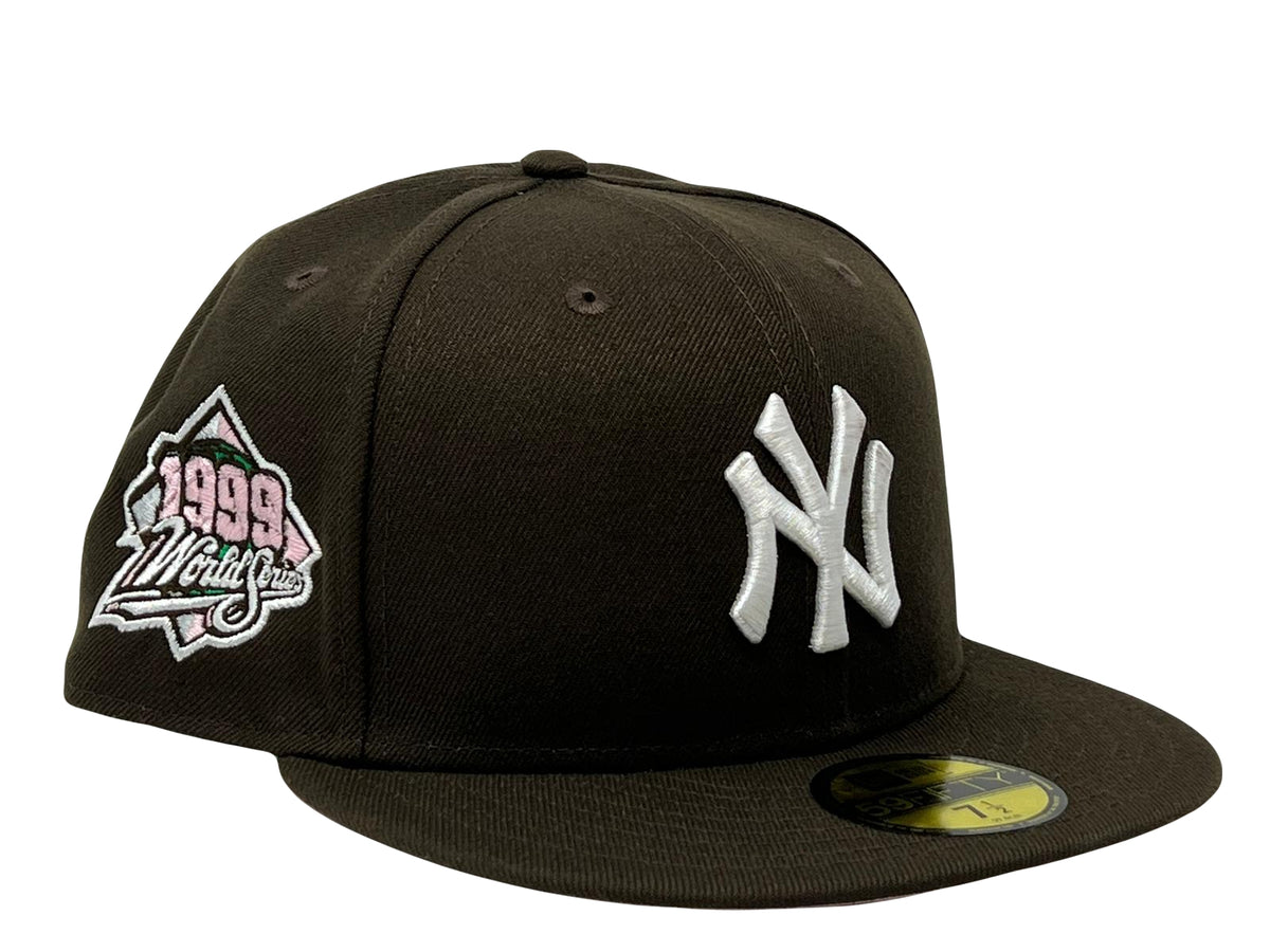 NEW online YORK YANKEES 1999 WORLD SERIES BROWN PINK BRIM NEW ERA FITTED HATWORLD EXCLU