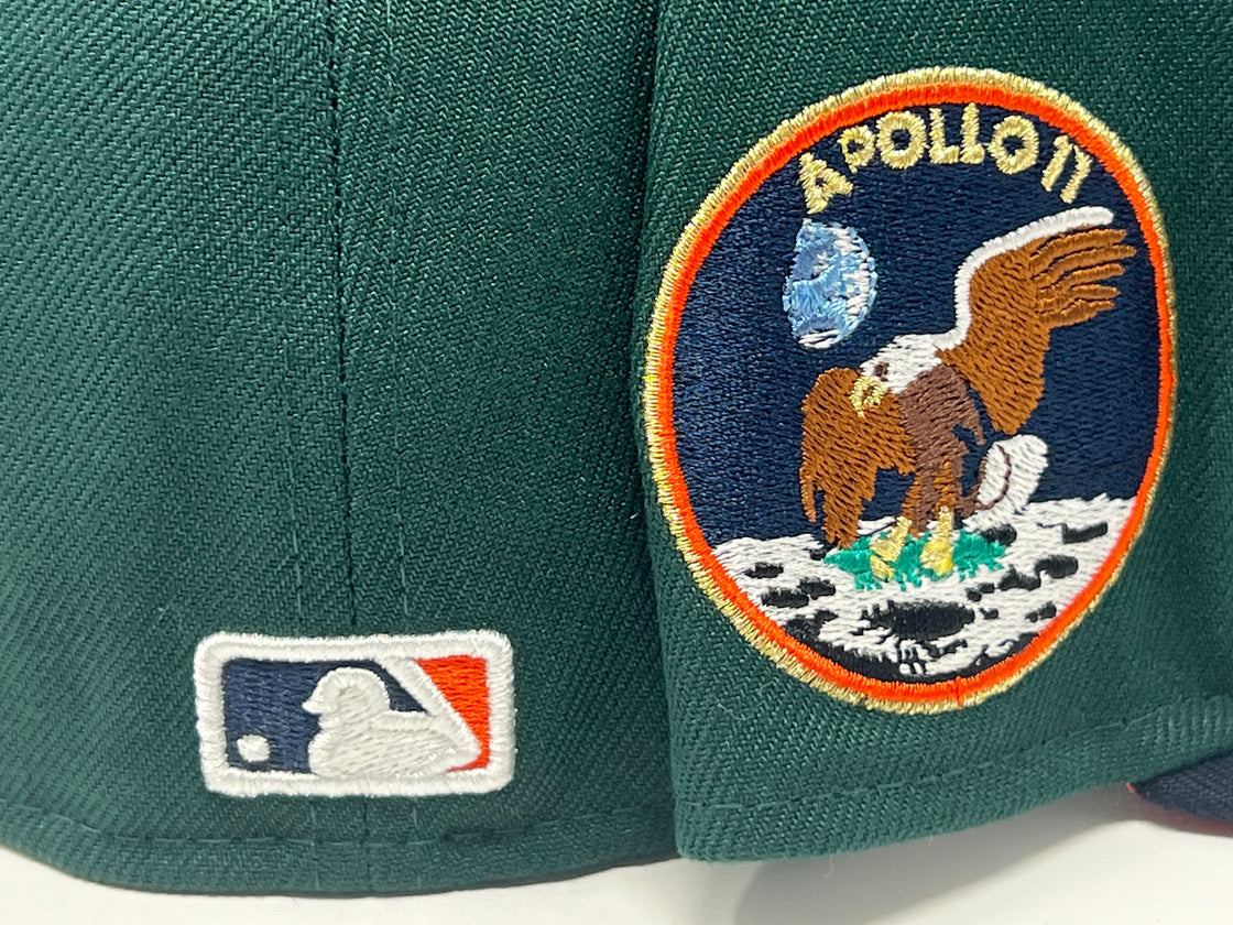 HOUSTON ASTROS APOLLO 11 GREEN NAVY VISOR ORANGE BRIM NEW ERA FITTED HAT