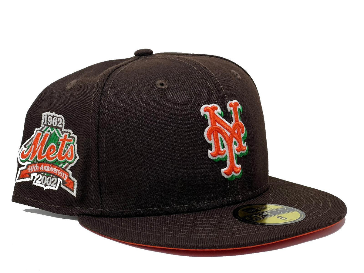 NEW YOEK METS 40TH ANNIVERSARY BROWN PINK BRIM NEW ERA FITTED HAT