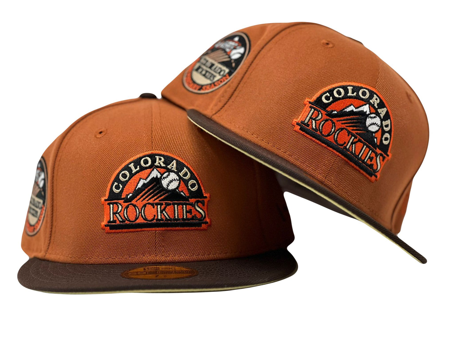 Colorado Rockies 10th Anniversary Rust Orange Brown Visor Vegas Gold Brim New Era Fitted Hat