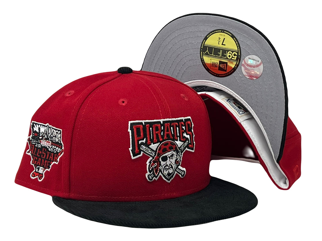 Pittsburgh Pirates 2006 All Star Game Red Black Corduroy Visor Gray Brim New Era Fitted Hat