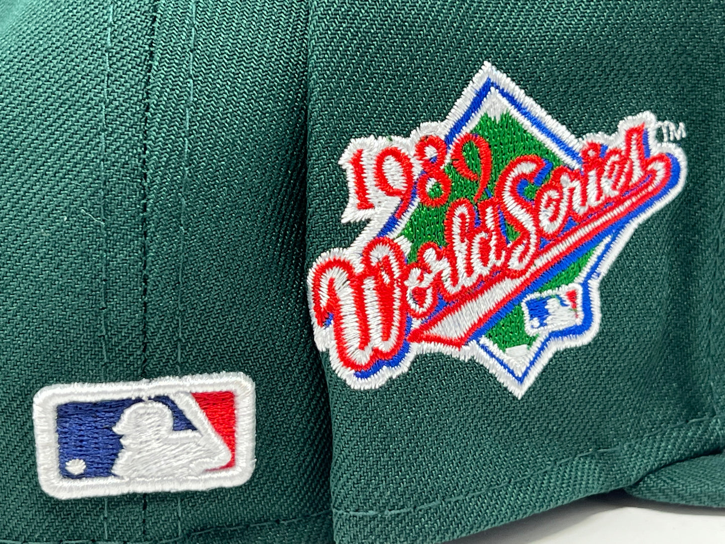 Oakland Athletics 1989 World Series Gray Brim Fitted Hat-Green