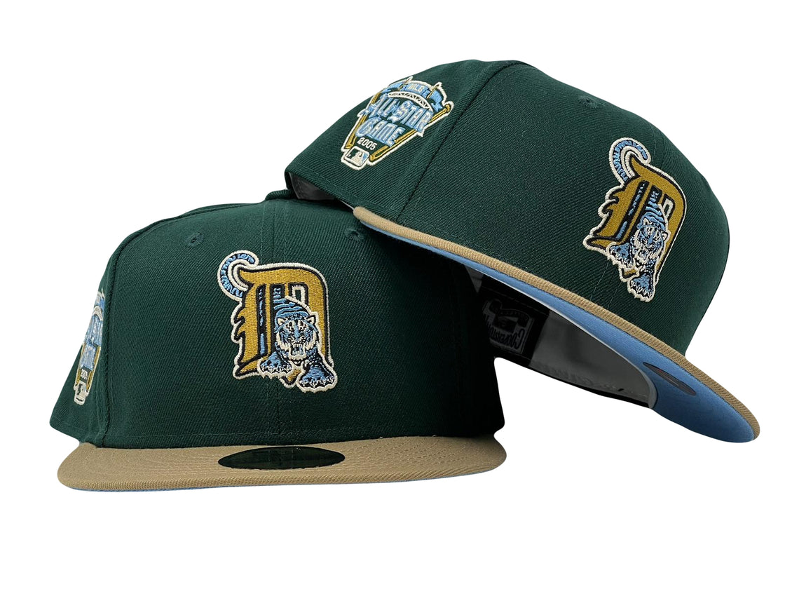 DETROIT TIGERS 2005 ALL STAR GAME DARK GREEN CAMEL VISOR ICY BRIM NEW ERA FITTED HAT
