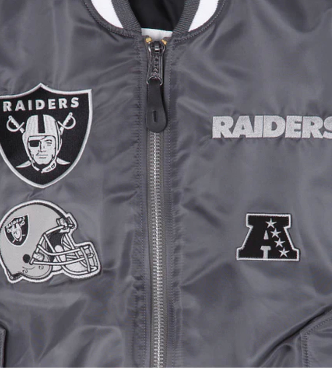 Las Vegas Raiders  *  Alpha Industries New Era MA-1 Bomber Jacket battleship Gray
