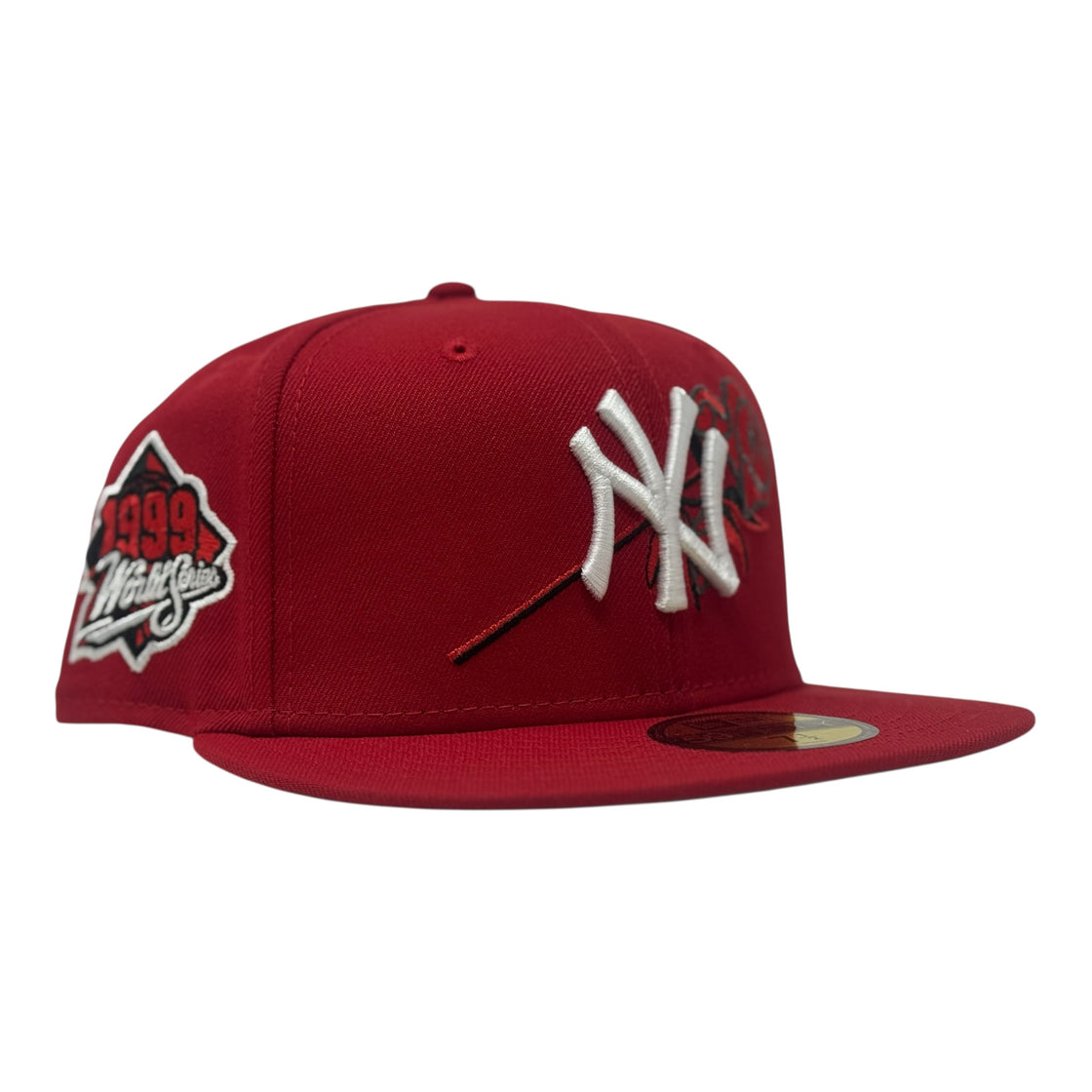 New York Yankees 1999 World Series Floral Logo Fitted Hat-Red