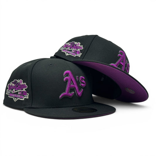 Oakland Athletics 1989 World Series Fusion Purple  Brim Fitted Hat-Black