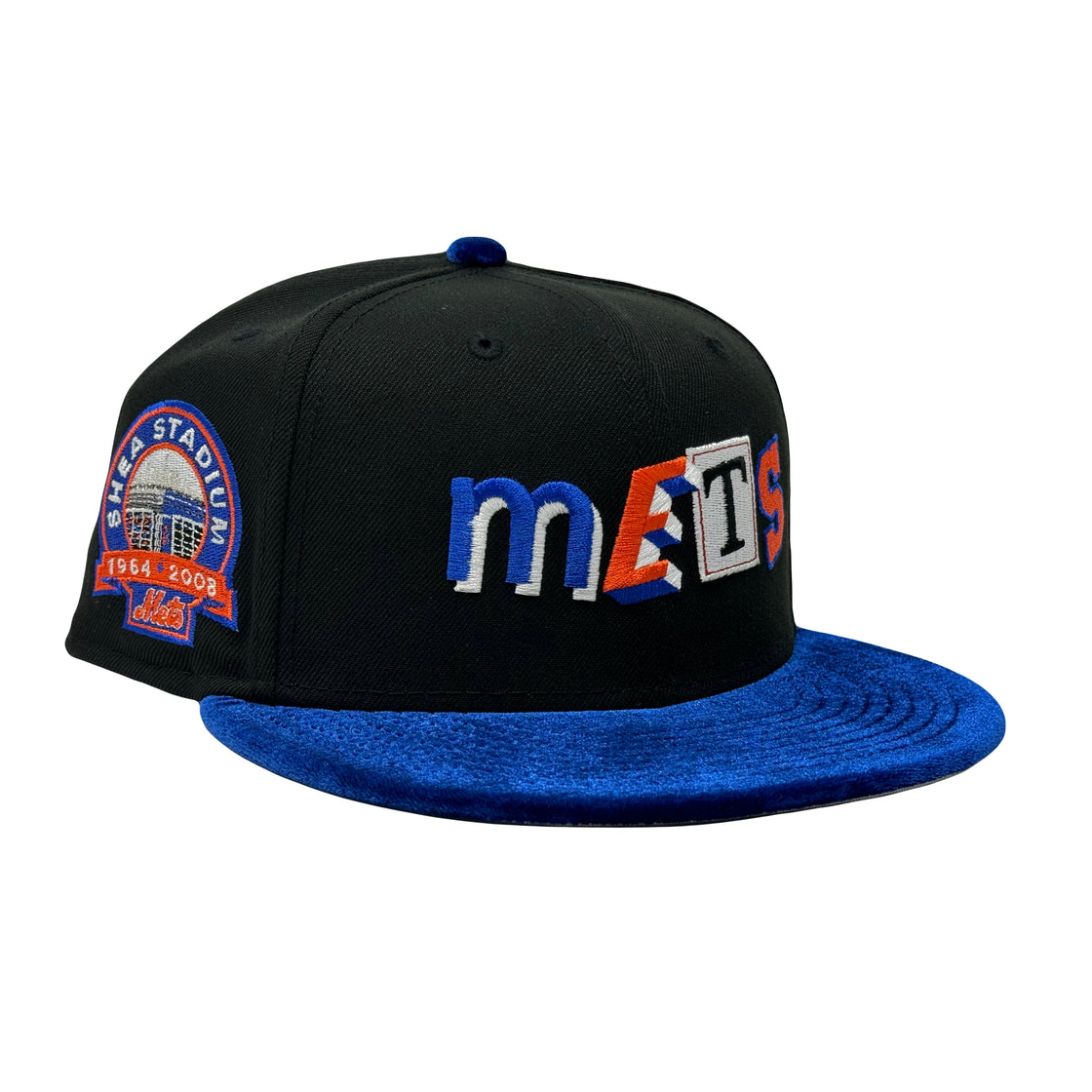 New York Mets 1964-2008 Shea Stadium Ransom Note Royal Velvet Visor New Era Fitted Hat