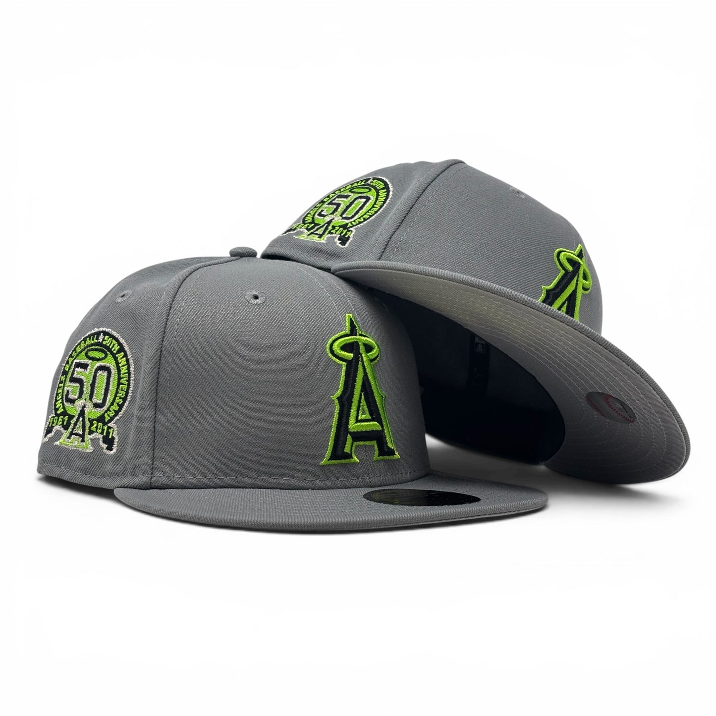 Los Angeles Angels 50th Anniversary Fitted Hat-Gray Lime