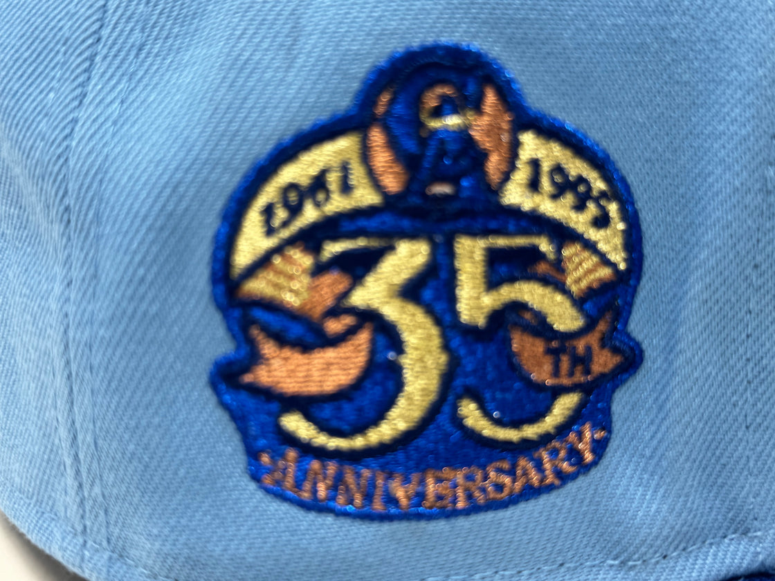 Los Angeles Angels 35th Anniversary Fitted Hats-Sky Royal Blue