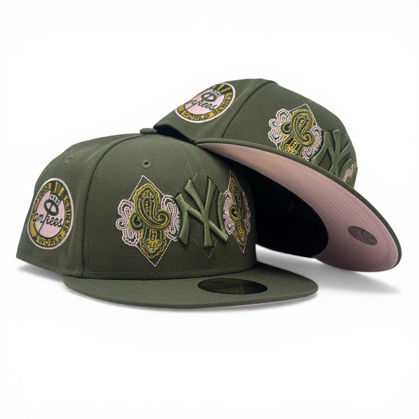 New York Yankees 1962 World Series Paisley Fitted Hat- Olive Green