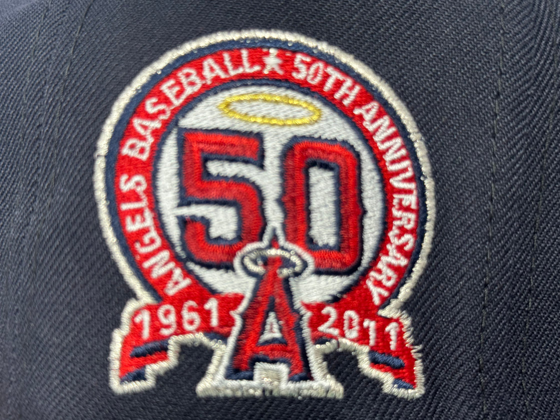 Los Angeles Angels 50th Anniversary Fitted Hats-Navy Blue