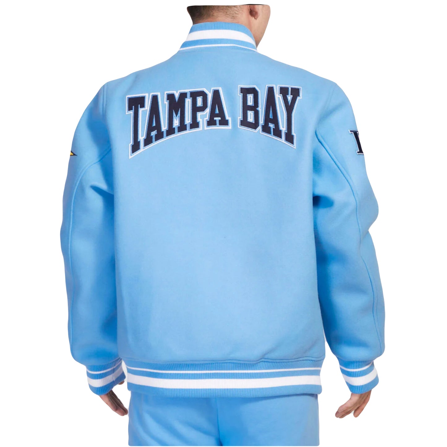 Tampa Bay Rays Crest Emble Wool Pro Standard Varsity Jacket (University Blue)