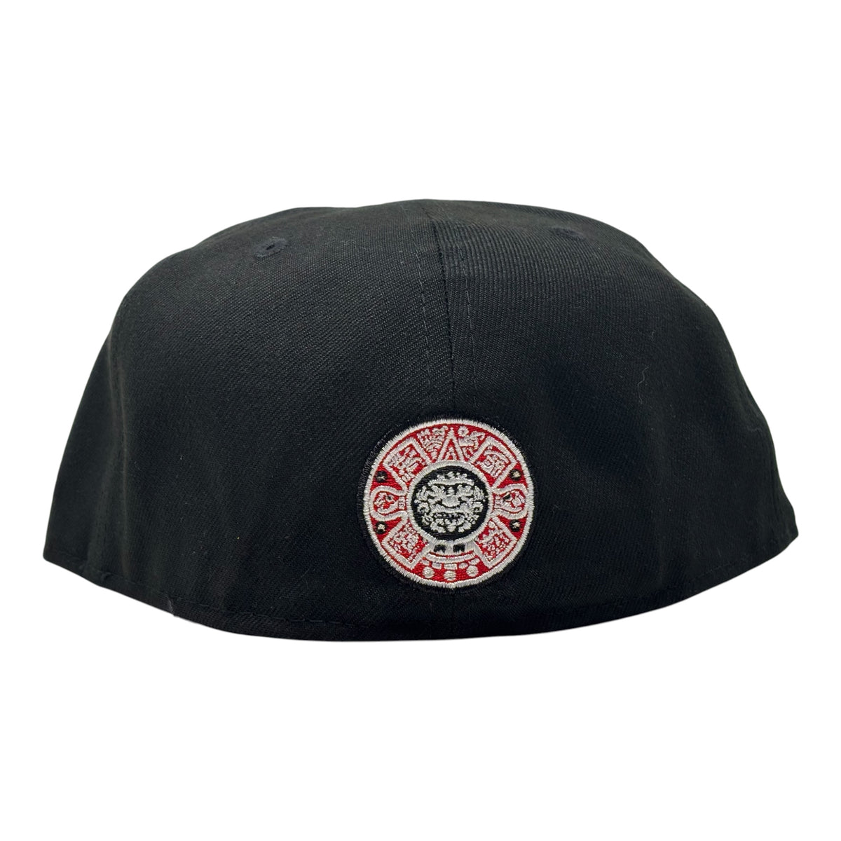 Aztec Skull Warriors Red Brim New Era Fitted Hat- Black