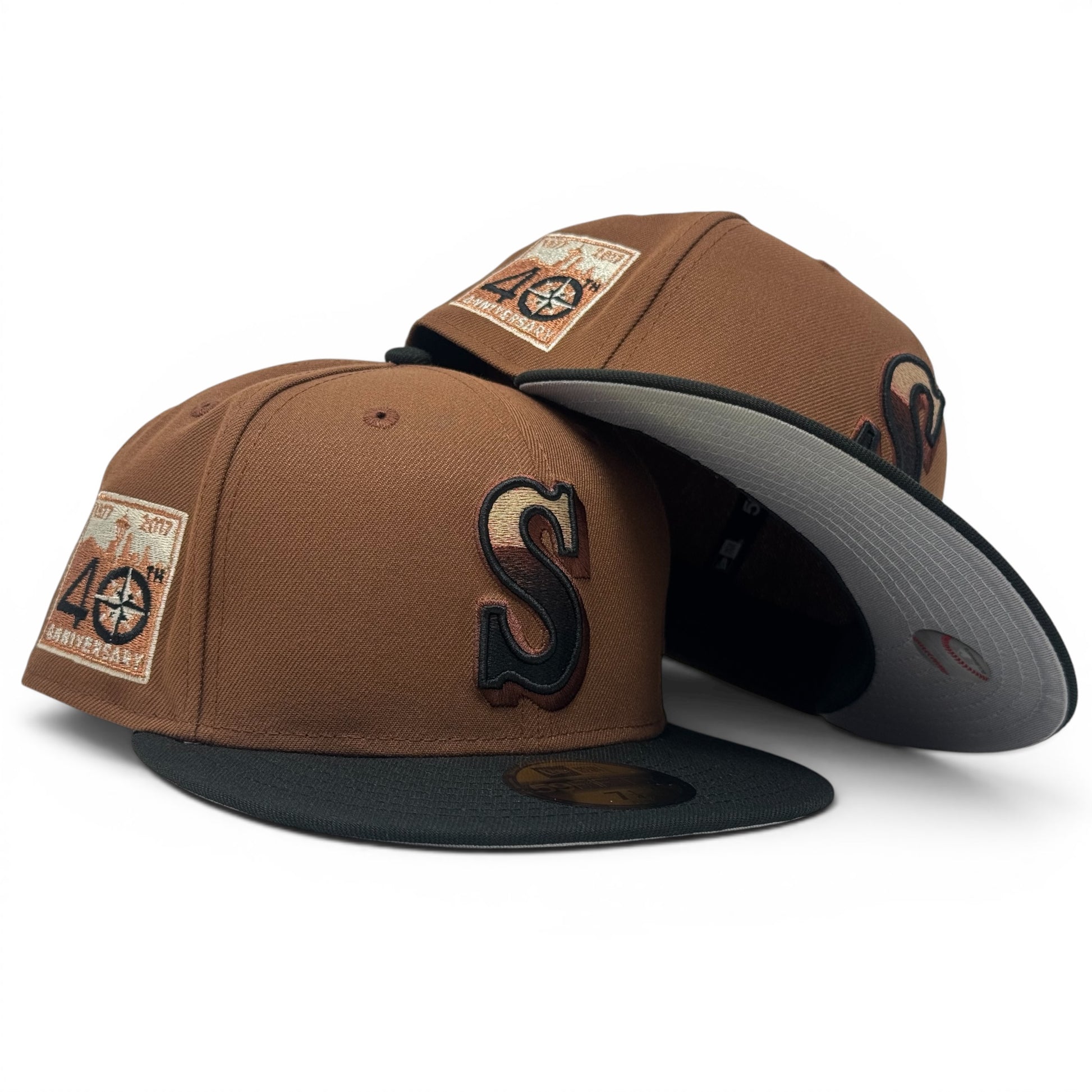 Seattle Mariners 40th Anniversary Gradient Logo Fitted Hats-Pearlized LX