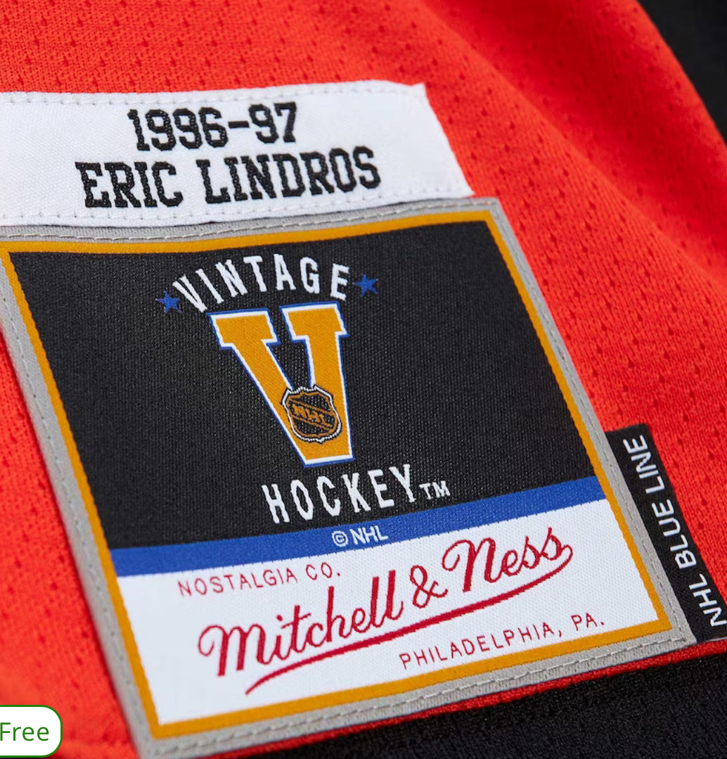 Philadelphia Flyers Eric Lindros Mitchell & Ness Orange Captain Patch 1996/97 Blue Line Player Jersey