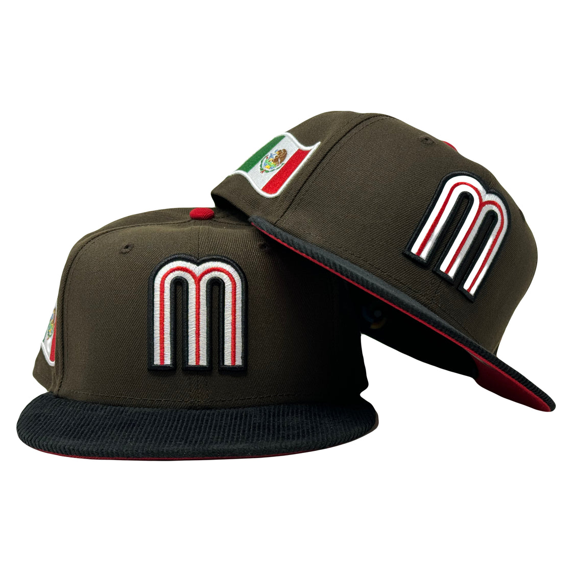 Mexico World Baseball Classic Brown Black Corduroy Visor Red Brim New Era Fitted Hat