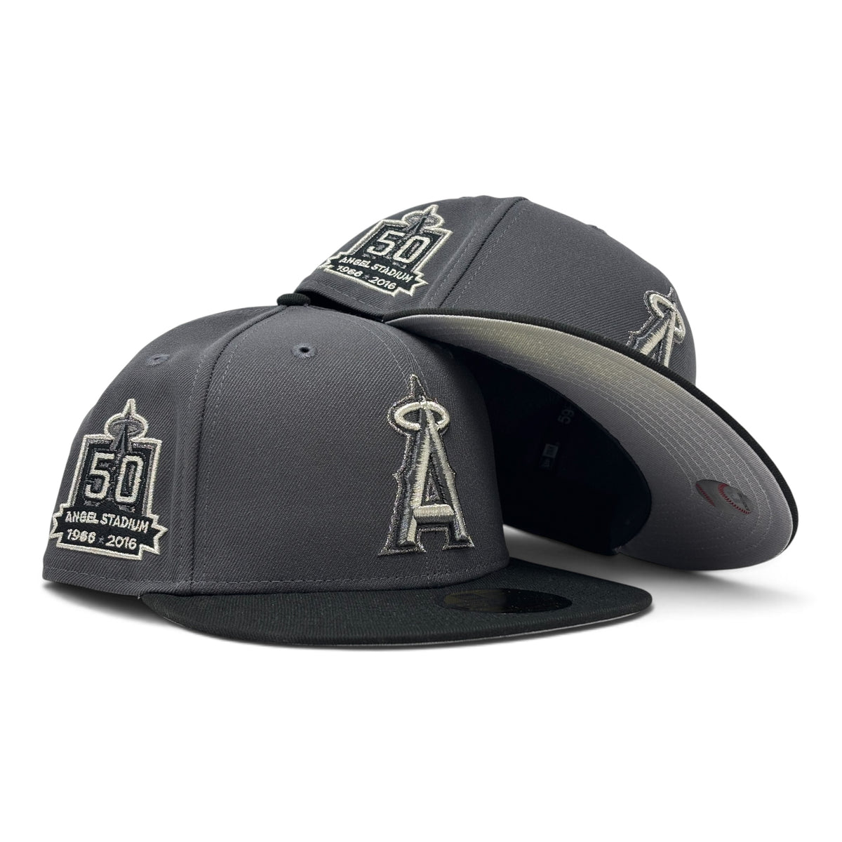 Los Angeles Angels 50th Anniversary New Era Fitted Hat-Black Dark Gray