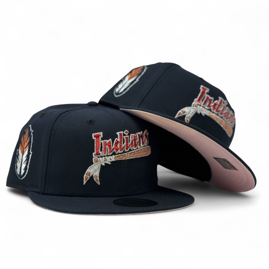 Kinston Indians Minor League Pink Brim New Era Fitted hats