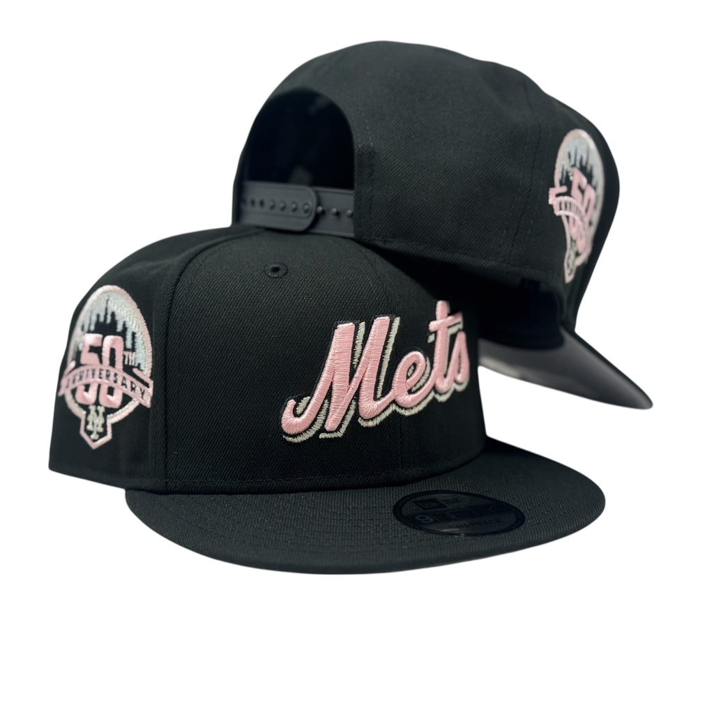 New York Mets 50th anniversary 9Fifty Snapback Hats-Black Pink