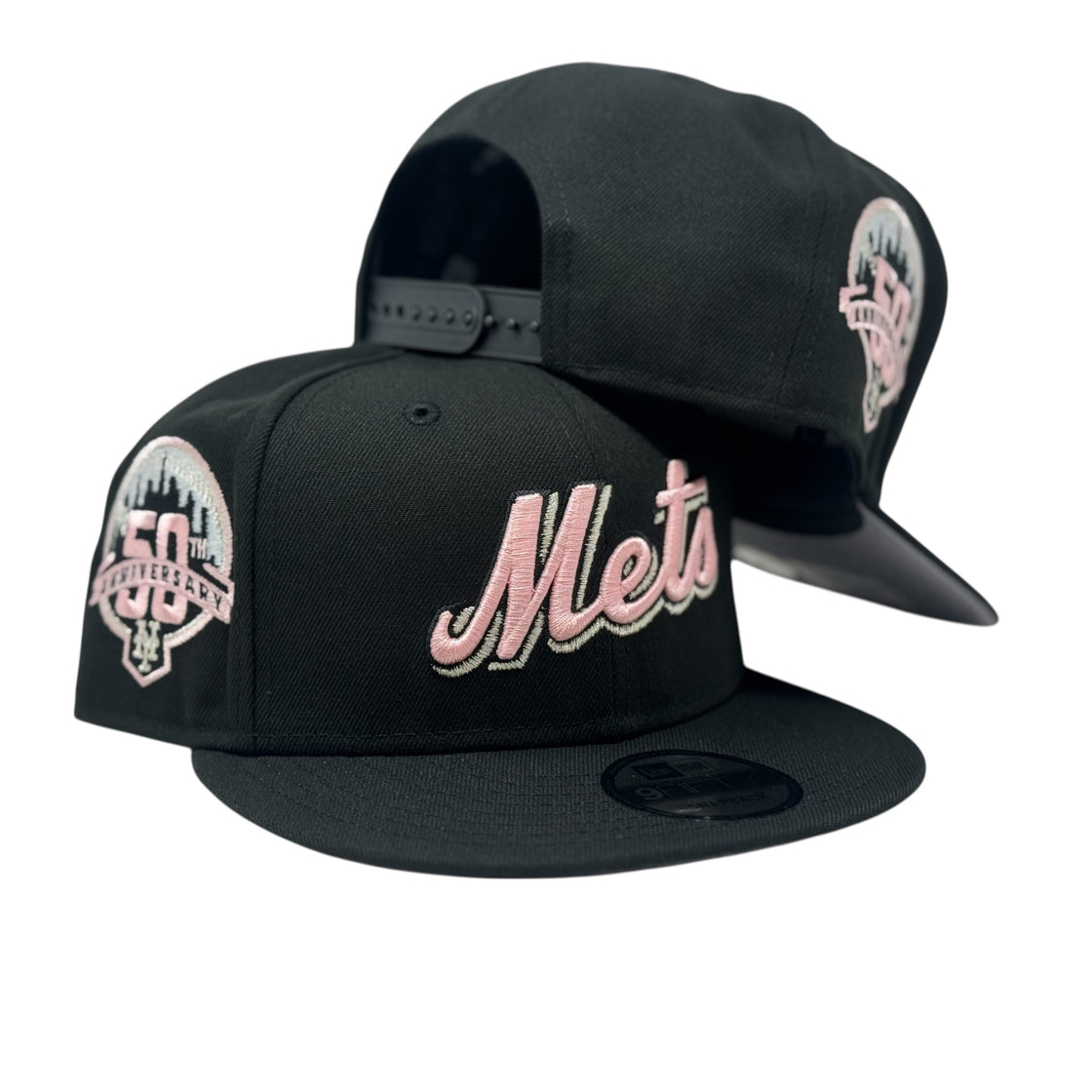 New York Mets 50th anniversary 9Fifty Snapback Hats-Black Pink