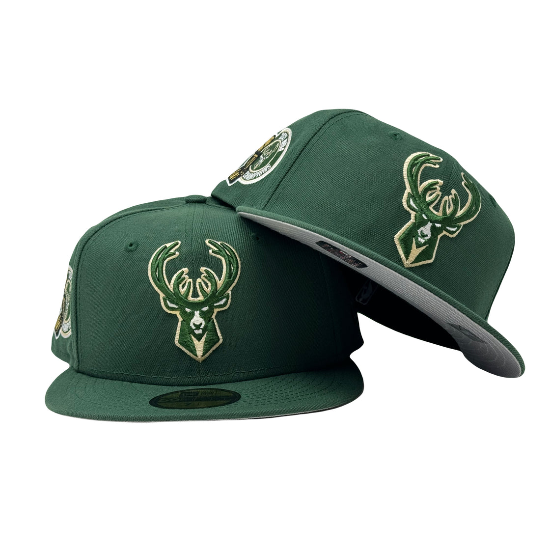 Milwaukee Bucks 2021 NBA Champions 5950 New Era Fitted Hat Dark Green