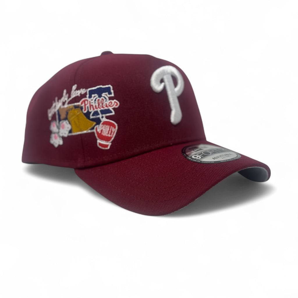 Philadelphia Phillies multi-Logo 9Forty A-Frame Snapback Hats-Burgundy