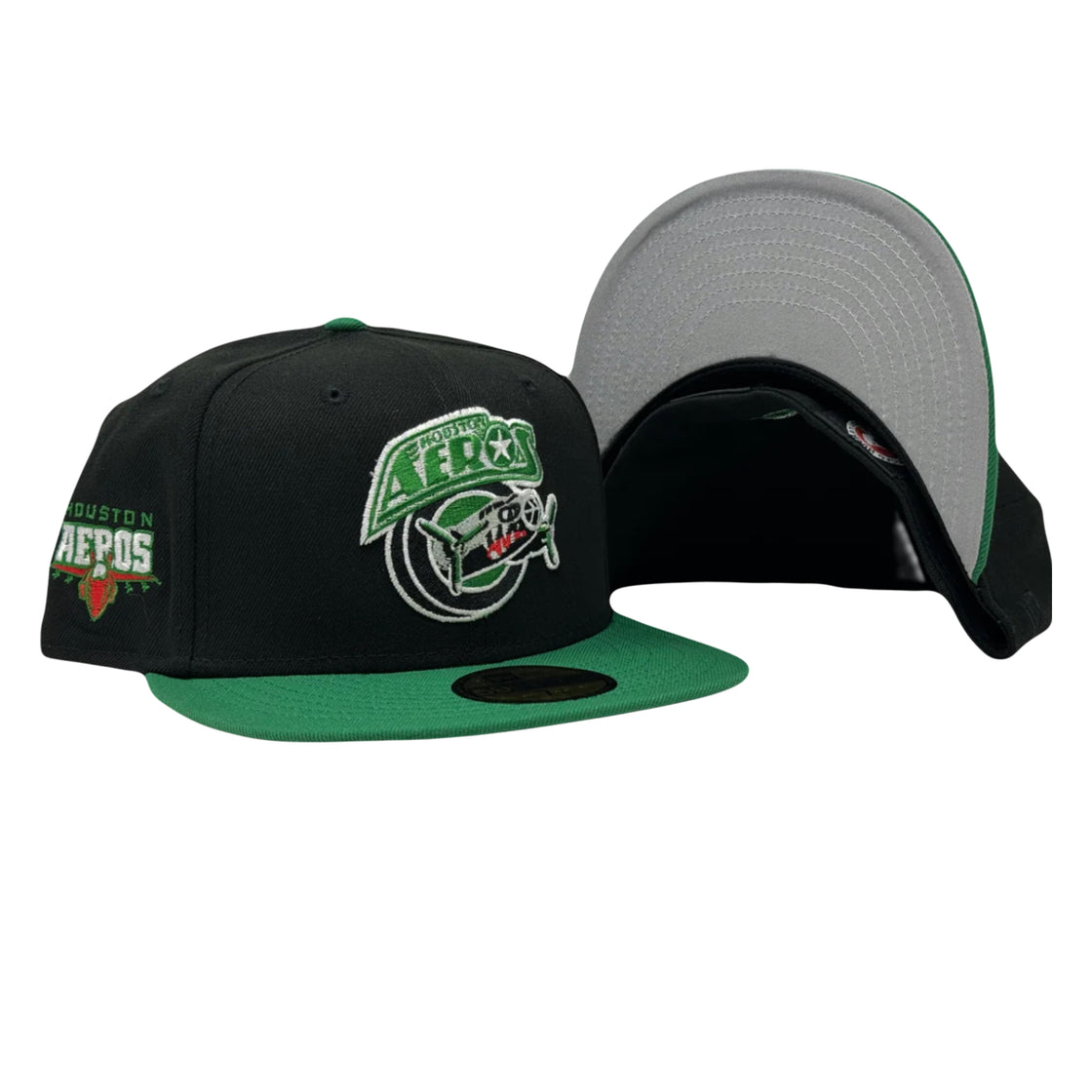 Houston Aeros American Hockey League 5950 New Era Fitted Hat Kelly green & Black