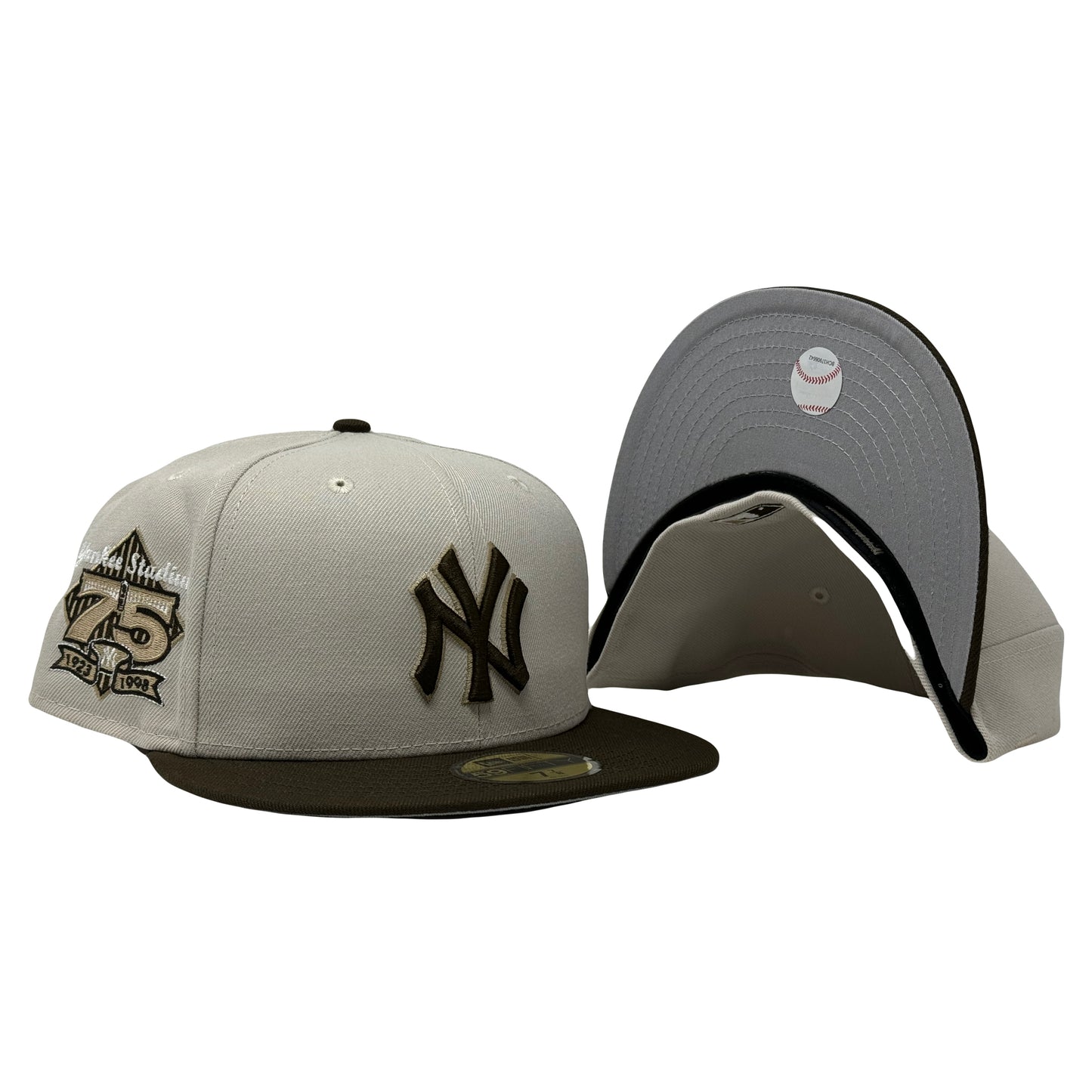 New York Yankees 75th Anniversary Stone Brown Visor New Era Fitted Hat