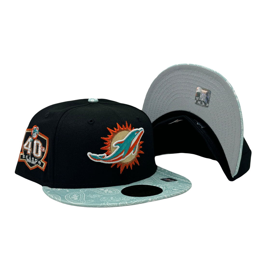Miami Dolphins 40th Anniversary Paisley Collection 59Fifty New Era Fitted Hat