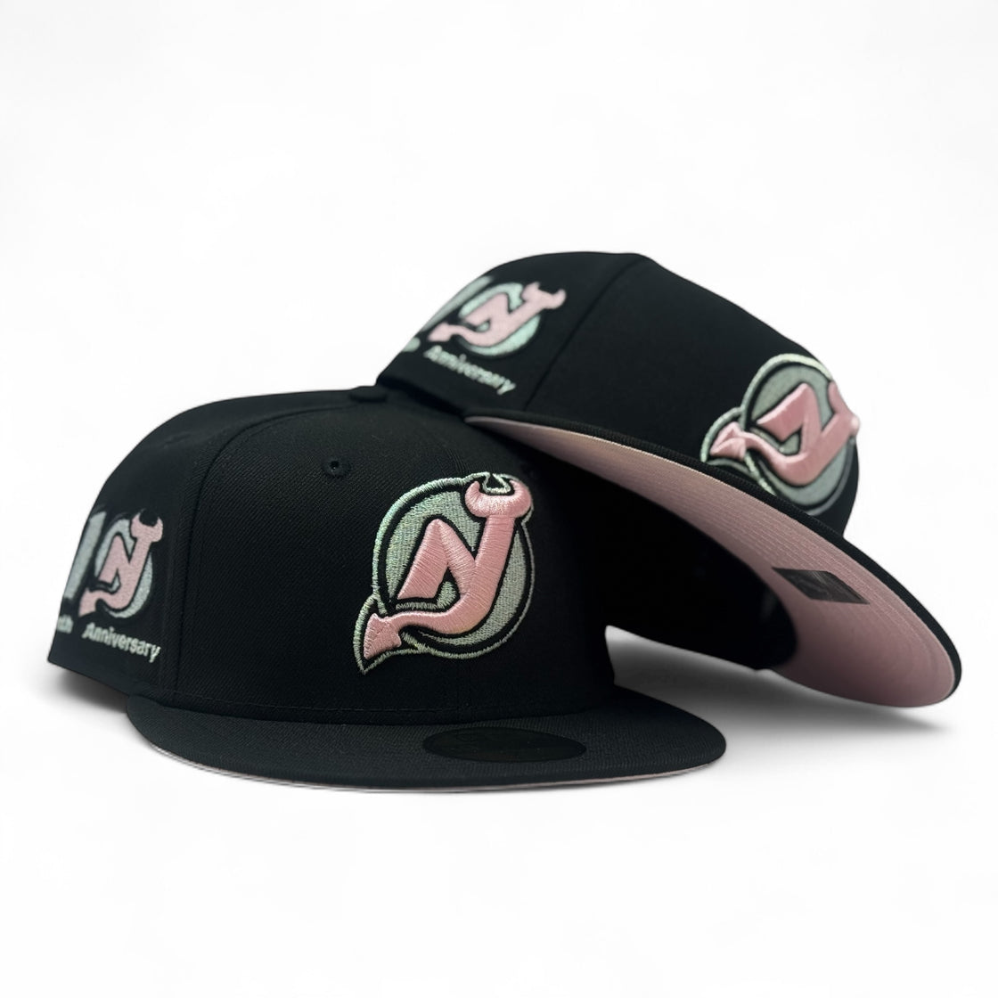 New Jersey Devils 10th Anniversary Pink Brim Fitted Hats